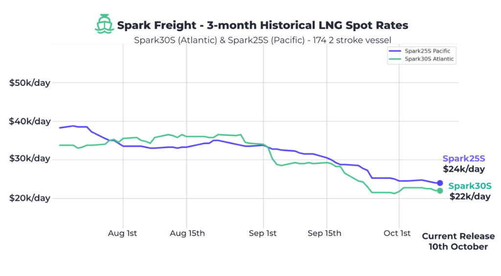 Spot LNG shipping rates slightly down this week