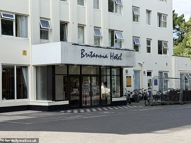 Three migrants staying at the Britannia Hotel (pictured) in the previously quaint seaside resort of Bournemouth have been hauled to court for separate crimes over just 10 days