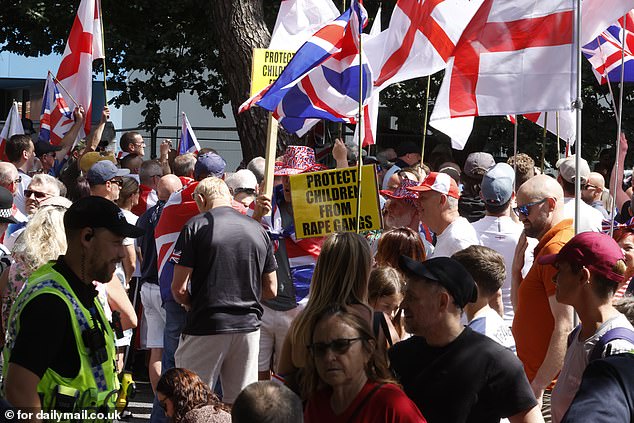 Official figures reveal that the BCP council area had 642 asylum seekers at the end of June this year. Pictured: Anti-migrant protest outside a hotel in Bournemouth on August 9, 2025