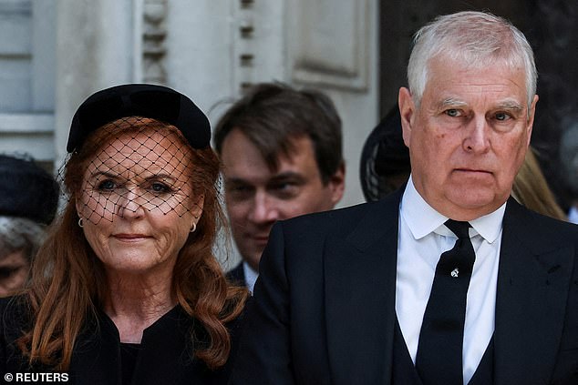 King Charles has banished Prince Andrew and Sarah Ferguson from the Royal Family's Christmas celebrations, sources have claimed. Pictured: Prince Andrew and Sarah Ferguson at the Duchess of Kent's funeral on September 16