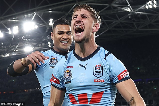 Parramatta winger Zac Lomax (pictured front while playing for NSW) is reported to have committed to the rebel competition