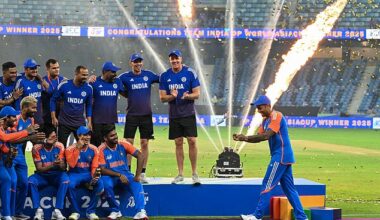 India captain Suryakumar Yadav pretended to carry the Asia Cup trophy after refusing to collect it from Mohsin Naqvi, chair of the Pakistan Cricket Board and interior minister