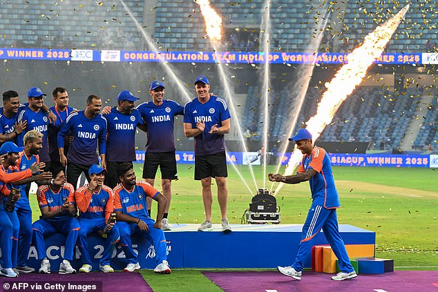 India captain Suryakumar Yadav pretended to carry the Asia Cup trophy after refusing to collect it from Mohsin Naqvi, chair of the Pakistan Cricket Board and interior minister