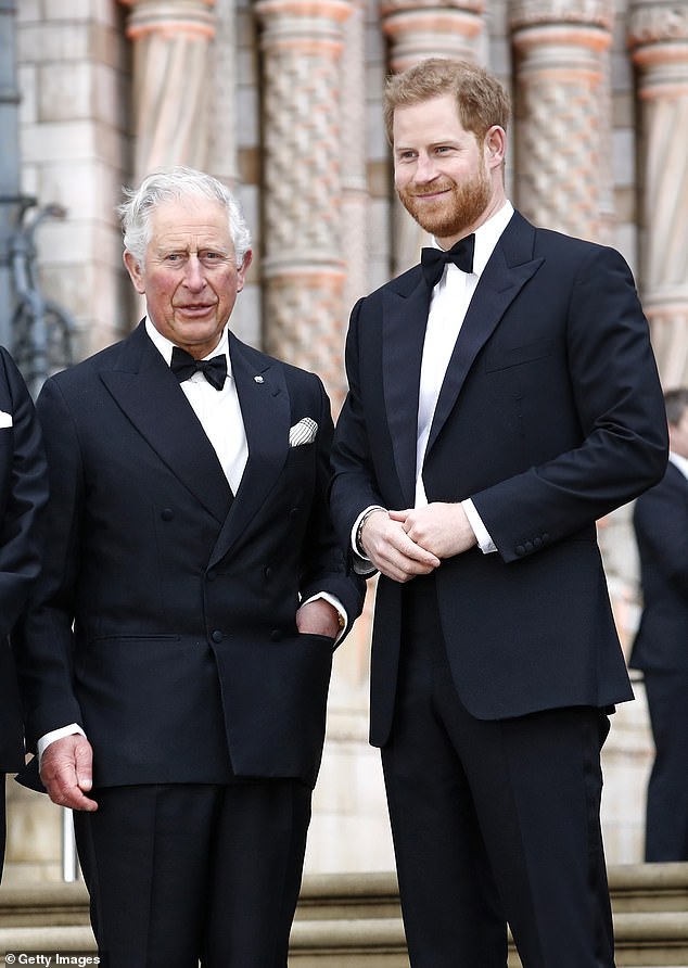 The then Prince Charles and Harry at the Natural History Museum in 2019