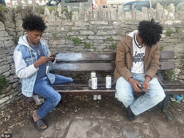 Another resident Emma O'Hara claimed there were already too many HMOs in the area, causing a rise in crime and anti-social behaviour. Pictured: Asylum seekers from Eritrea drinking cans of Stella Artois while overlooking the sea view in Bournemouth