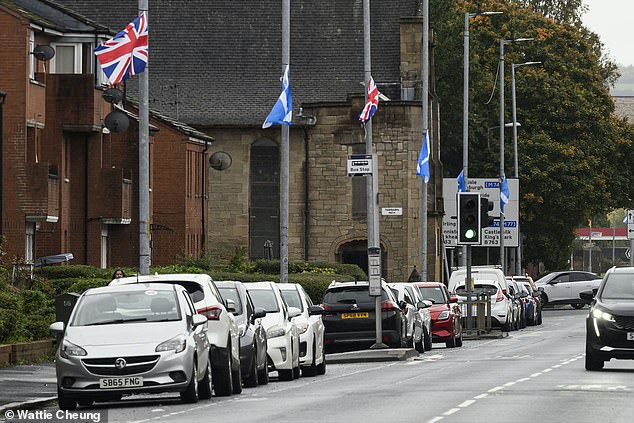 Saltires have been put up on long stretches of road across parts of Glasgow including Maryhill, Possilpark, Bridgeton and Tollcross