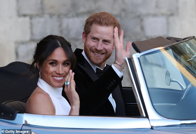 Harry and Meghan as they leave Windsor Castle after their wedding in May 2018