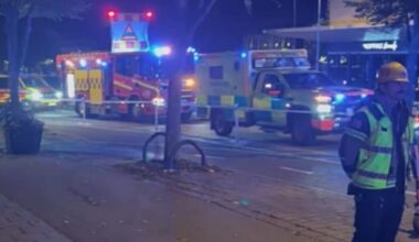 Photos from the scene show police swarming the city centre and cordoning off the street as victims were carried to ambulances
