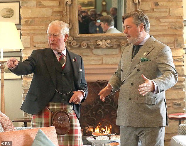 King Charles and Michael Fawcett pictured together at the Granary Accommodation in 2021