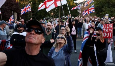 Anti-migrant protesters in Epping last August. The Tory-run Epping Forest District Council in Essex won a temporary injunction on August 19 this year ordering asylum seekers to leave The Bell hotel