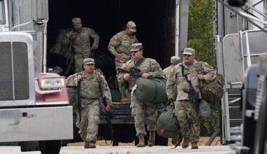 Plus sized members of the Texas National Guard have been viciously mocked for their weight as they arrived in Chicago for deployment