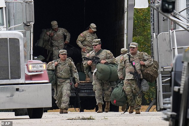 Plus sized members of the Texas National Guard have been viciously mocked for their weight as they arrived in Chicago for deployment