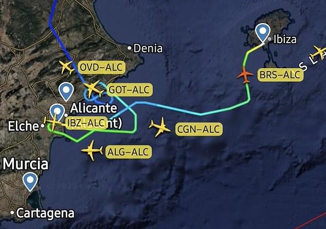 Flights heading towards some of Spain 's major airports have been diverted as a result of Storm Alice