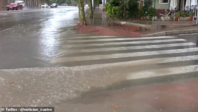 Videos shared on social media show flooded roads