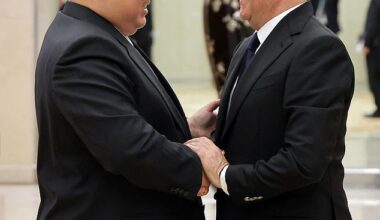 North Korean leader Kim Jong Un meets with Deputy Chairman of the Russian Security Council and leader of the United Russia political party Dmitry Medvedev as he visits the country for an event marking the 80th anniversary of the founding of the ruling Workers' Party of Korea (WPK), in Pyongyang, North Korea, in this pictured released October 11, 2025