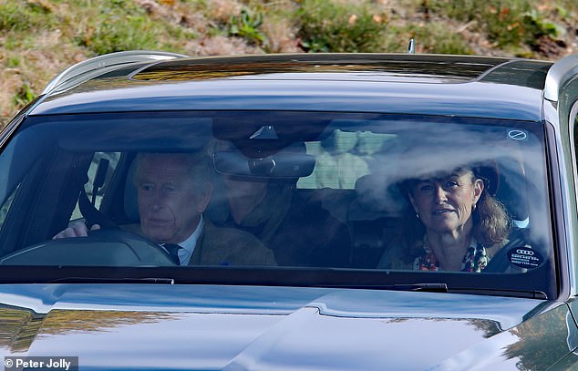Charles, 76, smiled as he got behind the wheel weekend, enjoying the sunny skies in Aberdeenshire, Scotland