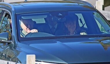 The King, pictured, was in high spirits as he drove up for a Sunday service at Crathie Kirk this morning