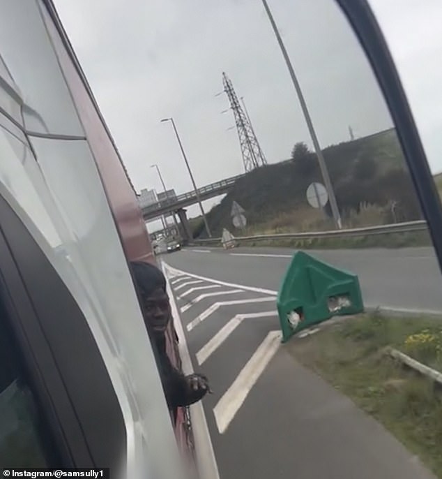 He only drove around 300 metres down the motorway before the migrant, who he believes was around 16-year-old, realised he was headed for Belgium and began tapping the side of his lorry and asking him to slow down and stop