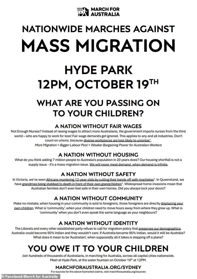 The flyers that have been distributed around the country calling for an end to mass migration