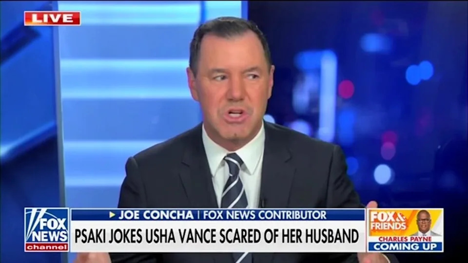 Railing against Psaki's comments, Fox News pundit Joe Concha derisively called her ‘Peppermint Patty’ before bemoaning that politics had become so ‘toxic’ and based on ‘ad hominem stuff.’ (Fox News)