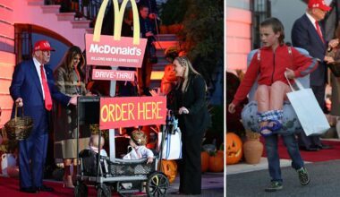 Trump greets hundreds of trick-or-treaters at White House Halloween