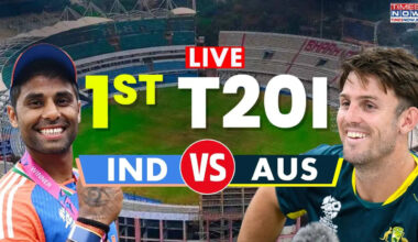 IND 97/1 (9.4) vs AUS | India Vs Australia Live Score 1st T20I 2025 Watch IND vs AUS Live score | Bharat Banaam Australia ke Aaj ke match ka Live Score Match Scorecard Ball By Ball Commentary Updates