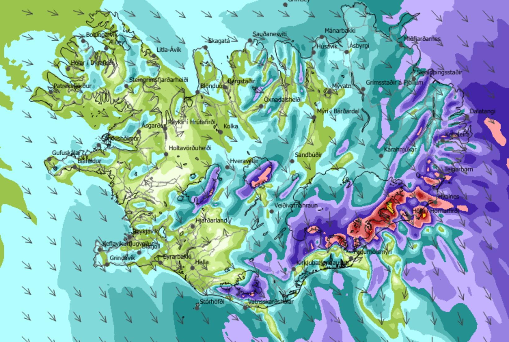 This is the Icelandic Meteorological Office's wind forecast for Iceland …