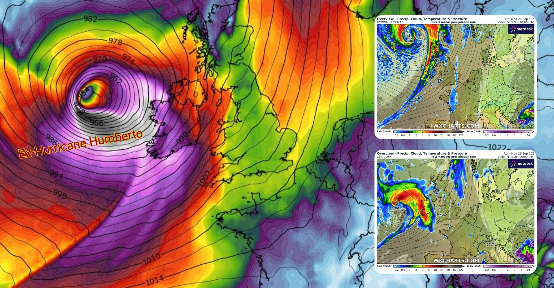 Ex-Hurricane Humberto: Tracking Towards Ireland