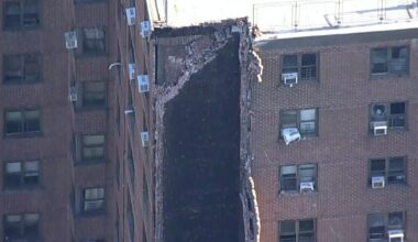 Bronx high-rise partially collapses after explosion. Video shows entire side of 20-story building gone.