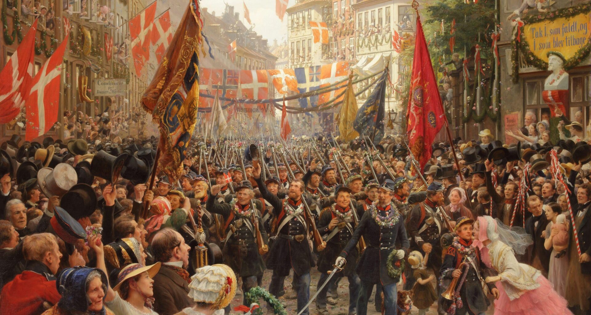 Soldaternes hjemkomst til København i 1849 af Otto Bache (1894)