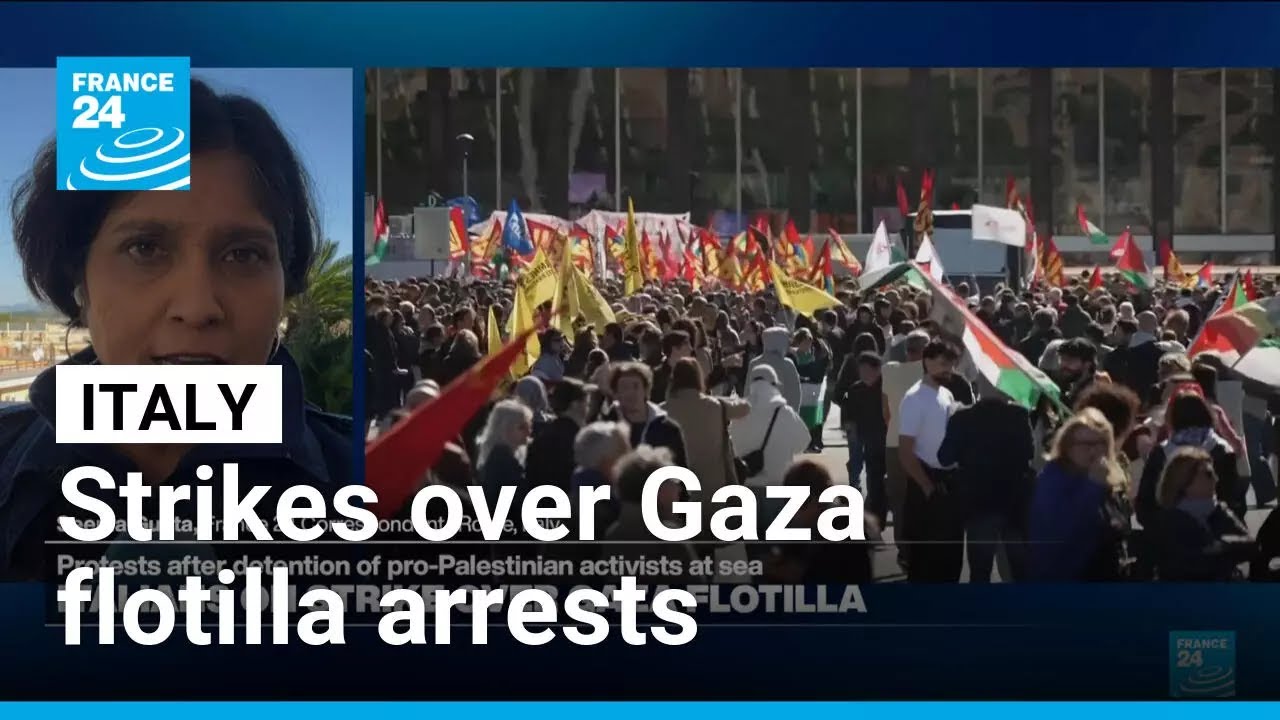Italians on strike over Israel's arrest of Gaza flotilla activists • FRANCE 24 English