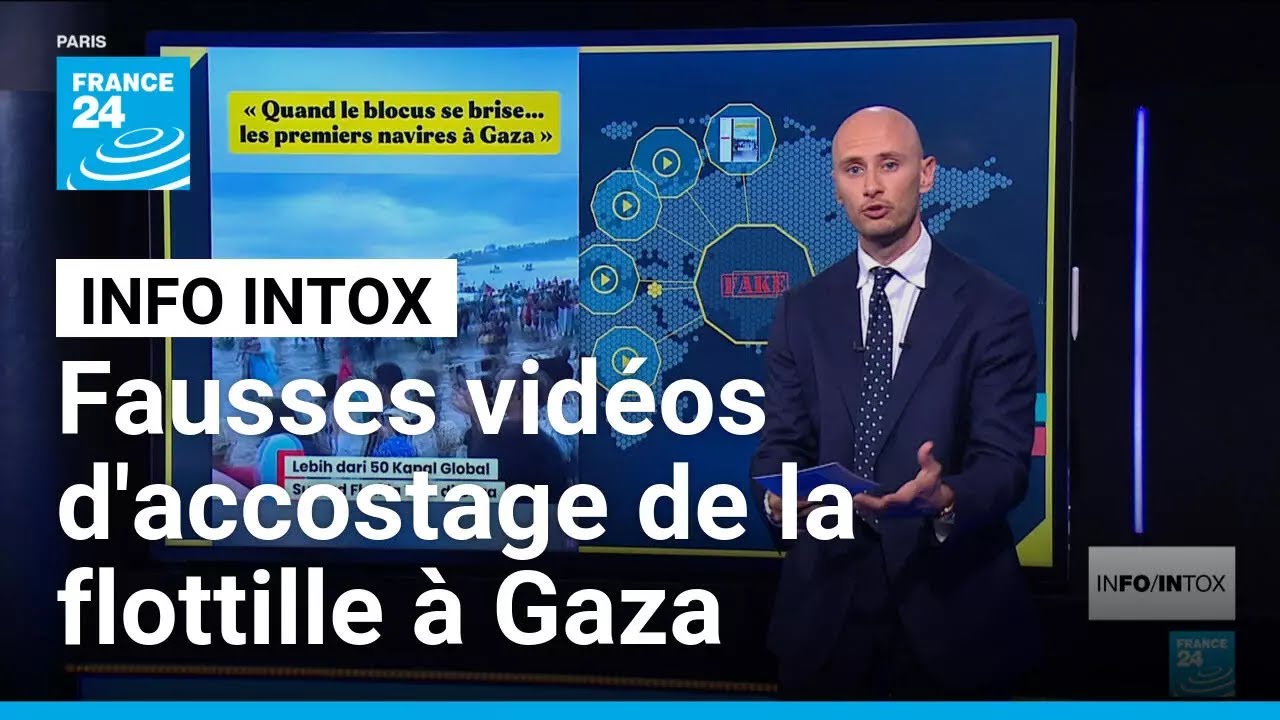 Non, des vidéos ne montrent pas l’arrivée de bateaux de la flottille à Gaza • FRANCE 24