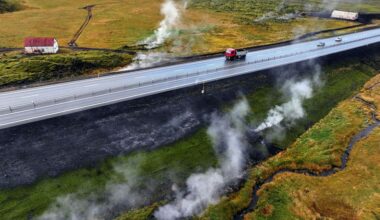 Photos: Steam rising from the ground near the Ring Road