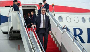 United Kingdom Prime Minister Keir Starmer arrives at the Chhatrapati Shivaji Maharaj International Airport