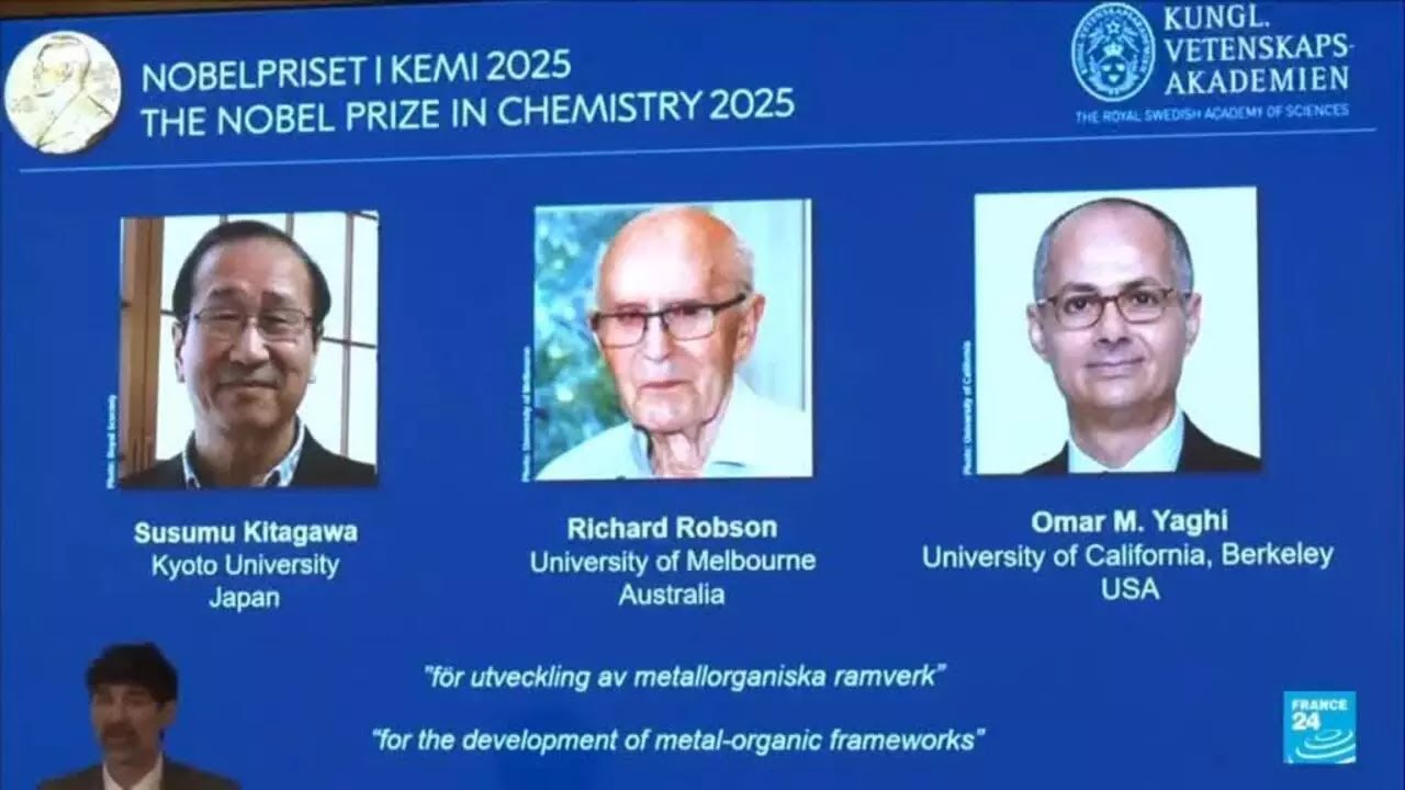 Nobel de Química 2025 para inventores de estructura "metal-orgánica" • FRANCE 24 Español