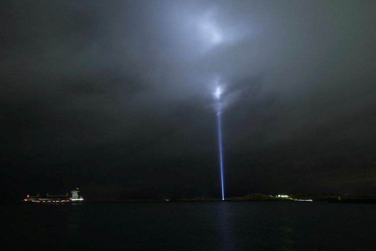 The Imagine Peace Tower lit without a ceremony