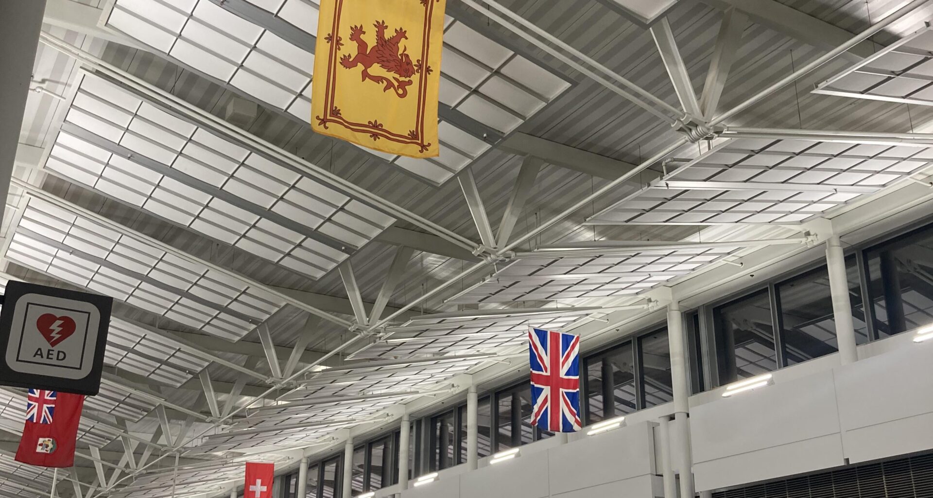 Scotland has its own flag near the U.K. flag (Washington Dulles Int’l Airport)