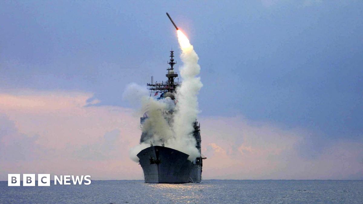 A Tomahawk Land Attack Missile is launched from a US missile cruiser
