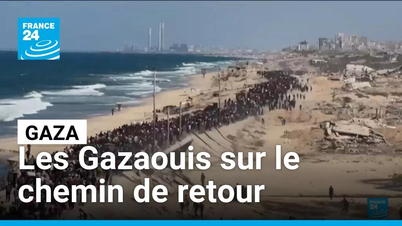 Les Gazaouis sur le chemin de retour vers un champ de ruines • FRANCE 24