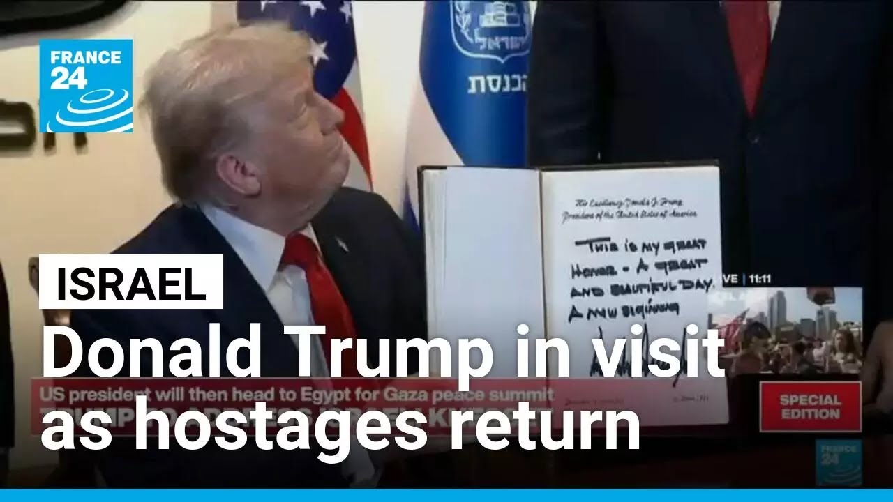Donald Trump arrives in Israel as hostages return • FRANCE 24 English