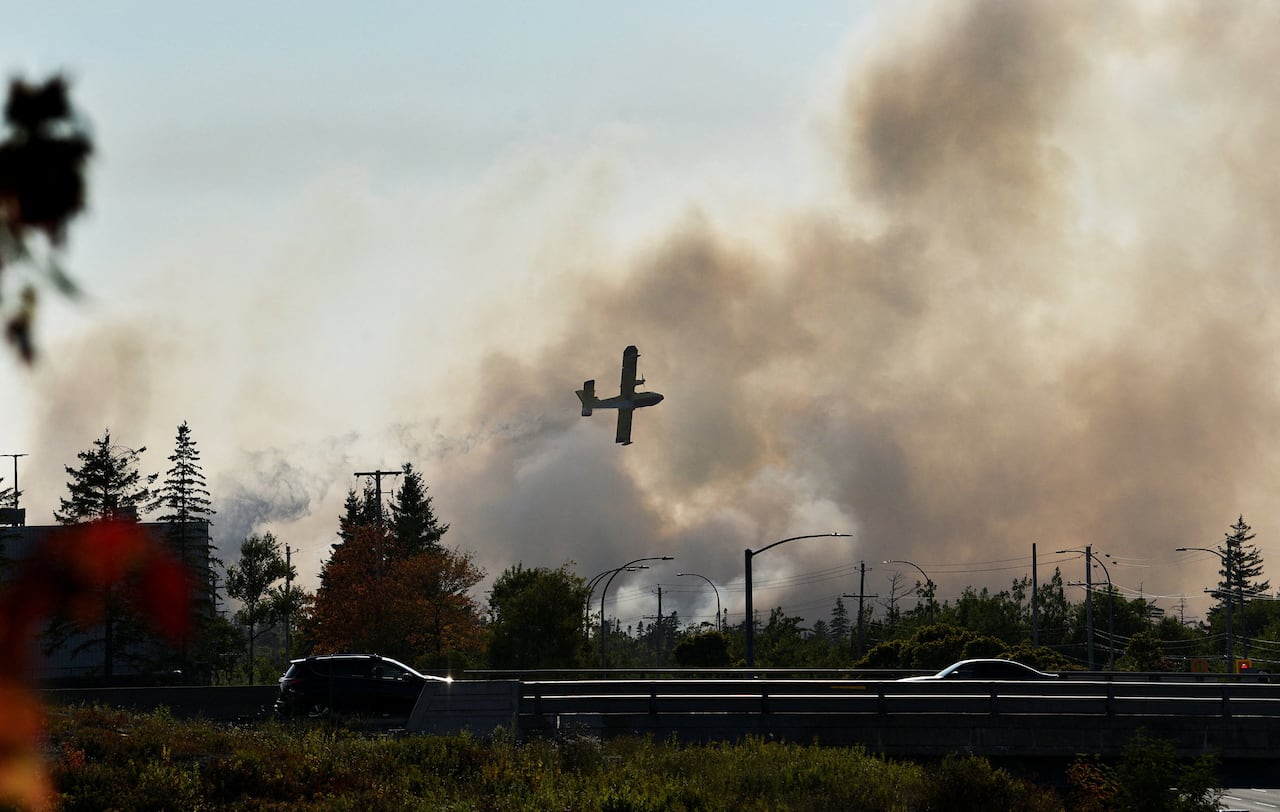 A wildfire in Halifax, Nova Scotia rages during an unseasonably dry summer, August 12, 2025. 