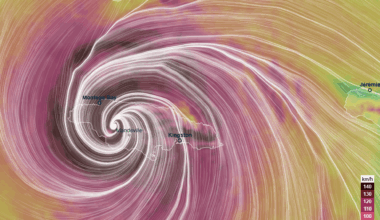 The projected position of Hurricane Melissa over Jamaica from the high-resolution HARMONIE model (Ventusky.com) [OC]
