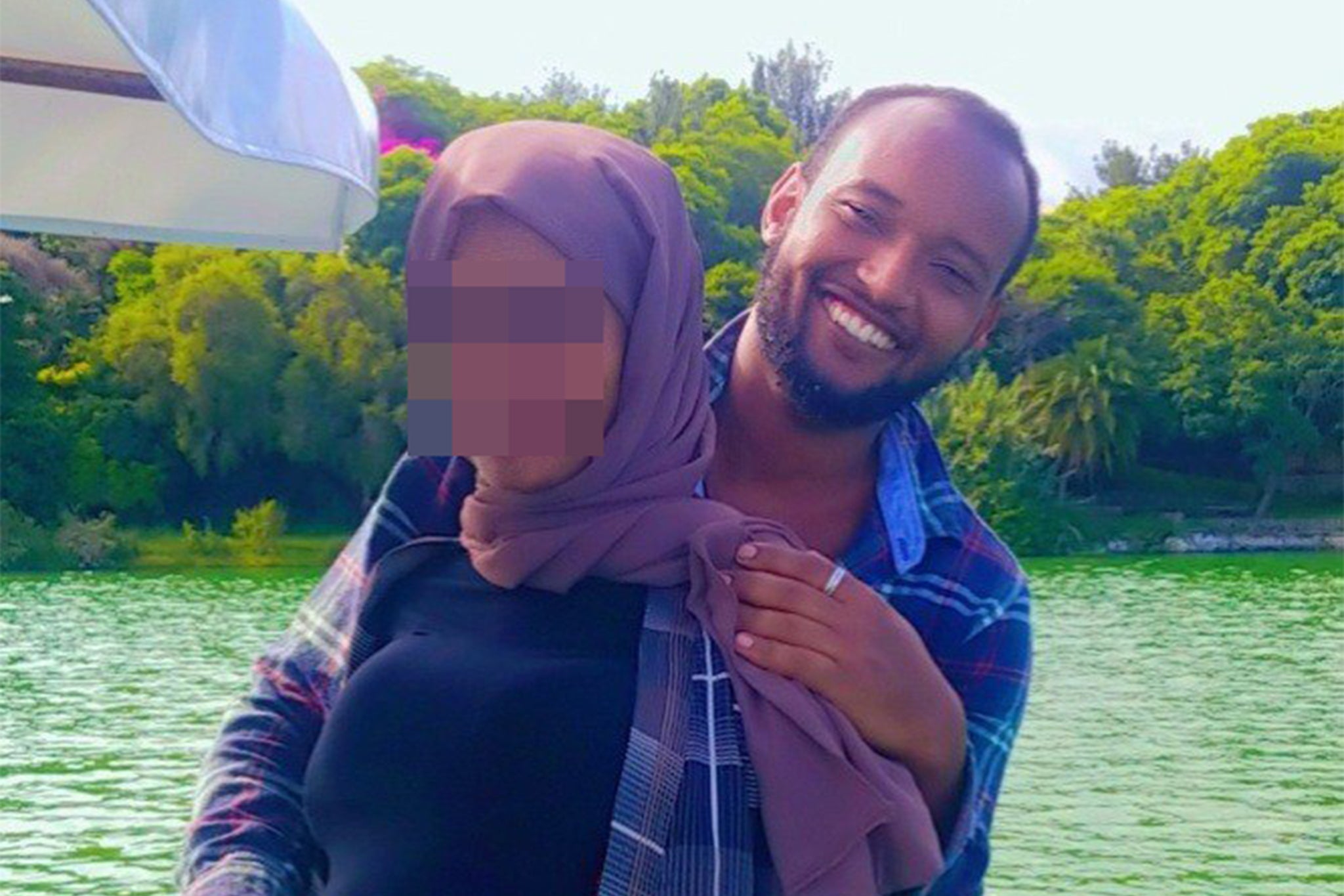 Umer Heyi is unable to reunite in the UK with his wife, whose face is blurred for security reasons.