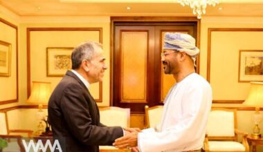 Oman’s Foreign Minister Badr Al-Busaidi met with Majid Takht-Ravanchi, Iran’s Deputy Foreign Minister. Social media/ WANA News Agency