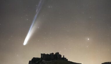 Comet Lemmon over Carreg Cennen Castle.