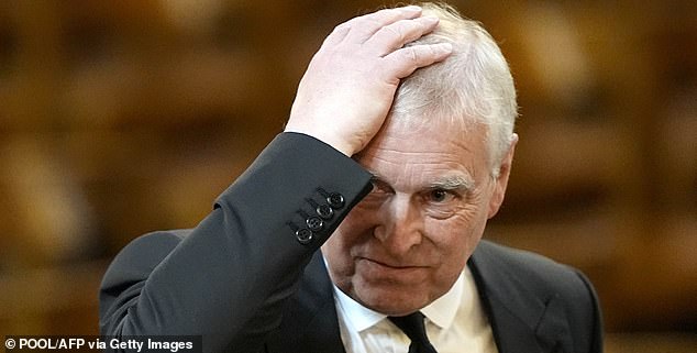 (FILES) Britain's Prince Andrew, Duke of York attends a Requiem Mass, a Catholic funeral service, for the late Katharine, Duchess of Kent, at Westminster Cathedral in London on September 16, 2025. King Charles III will strip his younger brother Andrew of his royal titles and oust him from his long-term residence on the Windsor estate, the palace said on October 30, 2025, the latest fallout to hit the scandal-plagued royal over the Jeffrey Epstein affair. (Photo by Aaron Chown / POOL / AFP) (Photo by AARON CHOWN/POOL/AFP via Getty Images)