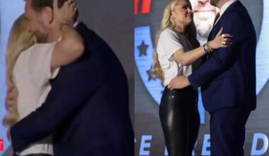 Erika Kirk-JD Vance on-stage bear hug moment goes viral as Erika sees some similarities of Charlie in JD!! 'Looks like the grieving widow has moved on' - Netizens storm social media with sharp reactions
