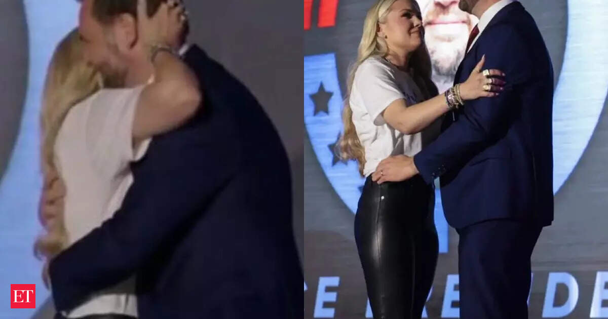 Erika Kirk-JD Vance on-stage bear hug moment goes viral as Erika sees some similarities of Charlie in JD!! 'Looks like the grieving widow has moved on' - Netizens storm social media with sharp reactions
