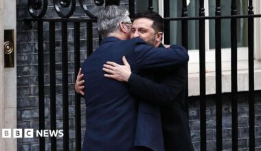 Zelensky embraces Starmer as he arrives at No 10 ahead of Ukraine talks - live updates