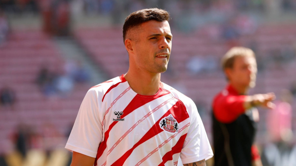 Sunderland midfielder Granit Xhaka warming up